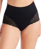 Nancy Ganz Bamboo & Lace Waisted Brief - Black Shapewear