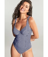 Panache Swimwear Gingham Paloma Balconnet Underwire One Piece Swimsuit - Navy Gingham Swim