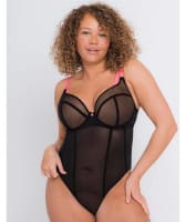 Scantilly Elementary Plunge Bodysuit - Black/Pink Bodysuits & Basques