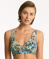 Sea Level Wildflower Cross Front A-DD Cup Bikini Top - Sea Swimwear