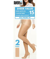 Razzamatazz Full Figure Fit Sheer Value Comfort Brief - 2 Pack-Tan Hosiery 1
