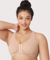 Glamorise Front-Close Cotton T-Back Comfort Bra - Cafe Bras