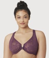 Glamorise Front-Close Lacey WonderWire Bra - Plum Bras