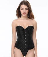Curvy Lingerie Online Sexy Floral Corset Top - Black Corsets