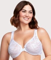 Glamorise WonderWire Front-Closure Stretch Lace Bra - White Bras