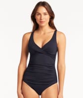 Sea Level Eco Essentials Cross Front A-DD Cup Singlet Top - Night Sky Navy Swim 