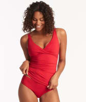 Sea Level Eco Essentials Cross Front Singlet Top - Red Swim 