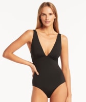 Sea Level Eco Essentials Longline Tri One Piece Swimsuit - Black Swim