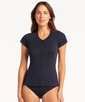 Sea Level Eco Essentials Short Sleeved Rash Vest - Full Zipper - Night Sky Swim