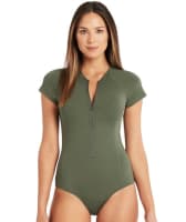 Sea Level Essentials Short Sleeve B-DD Cup One Piece Swimsuit - Khaki Swim