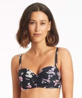 Sea Level Martini Twist Front Bandeau Bikini Top - Black Swim