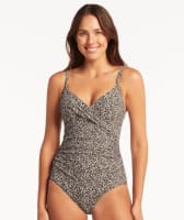 Sea Level Wild Cat Twist Front DD-E Cup One Piece Swimsuit - Espresso Swim