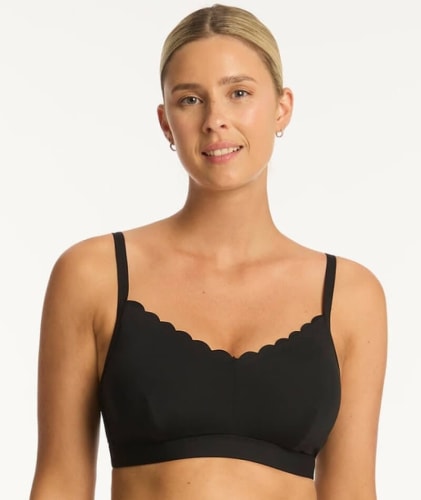 Sea Level Scallop DD-E Cup Bralette - Black Swimwear 