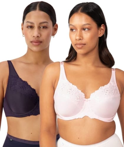 Triumph Embroidered Minimiser Bra 2 Pack - Blueberry/Baby's Cheek Bras 