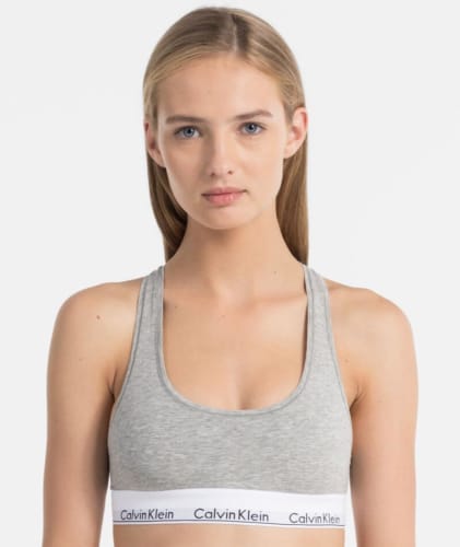 Calvin Klein Modern Cotton Unlined Bralette - Grey Heather Bras 