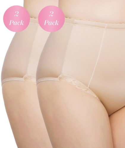 Exquisite Form Control Top Lace Shaping Brief 2 Pack - Nude Shapewear 