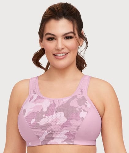 Glamorise Custom Control Sports Bra - Pink Camo Print Bras 