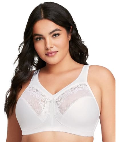 Glamorise MagicLift Minimizer Wire-free Bra - White Bras 