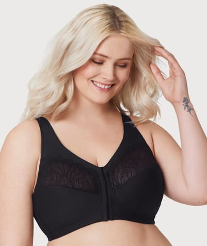 Glamorise MagicLift Natural Shape Front-Closure Bra - Black Bras 