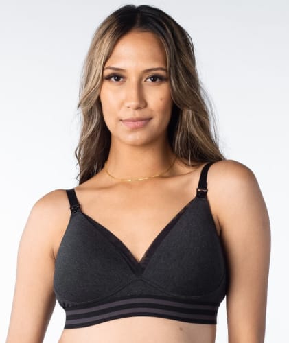 Hotmilk Elevate Cotton T-Shirt Wire-free Nursing Bra - Black Marle Bras 