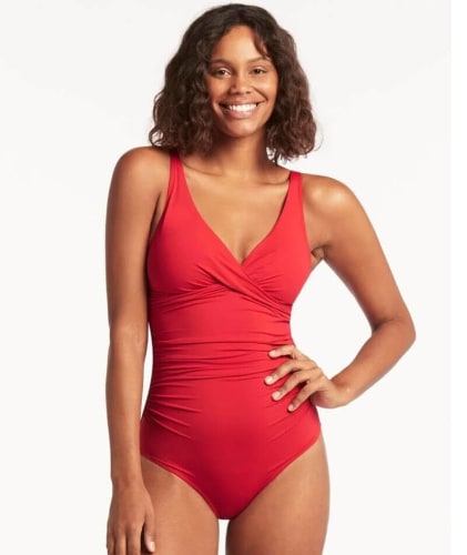 Sea Level Eco Essentials Cross Front A-DD Cup One Piece Swimsuit - Red Swim 