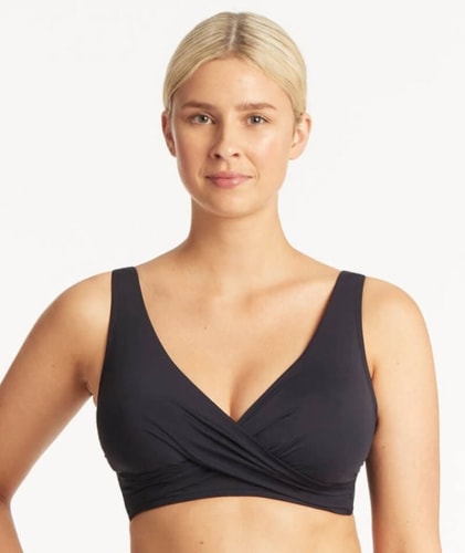 Sea Level Eco Essentials Cross Front Bikini Top - Night Sky Swim 