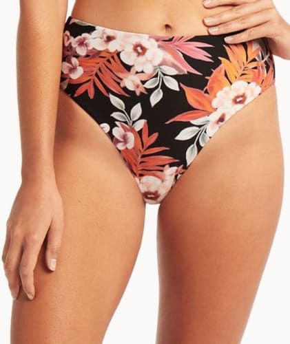 Sea Level Escape Retro High Waist Brief - Black Swim