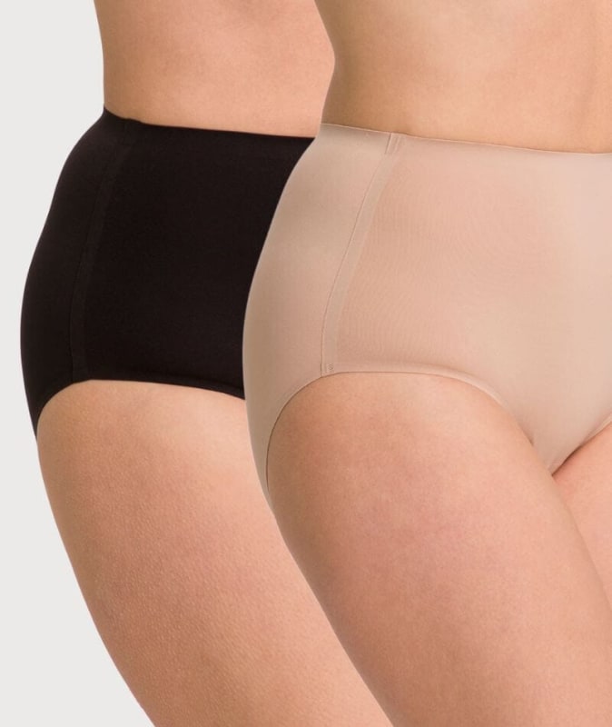 Underbliss Invisibliss No Show Seamless Full Brief 2 pack - Nude/Black Knickers