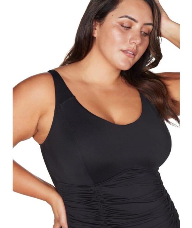 Artesands Hues Raphael Underwire E-F Cup One Piece Swimsuit - Black Swimwear 