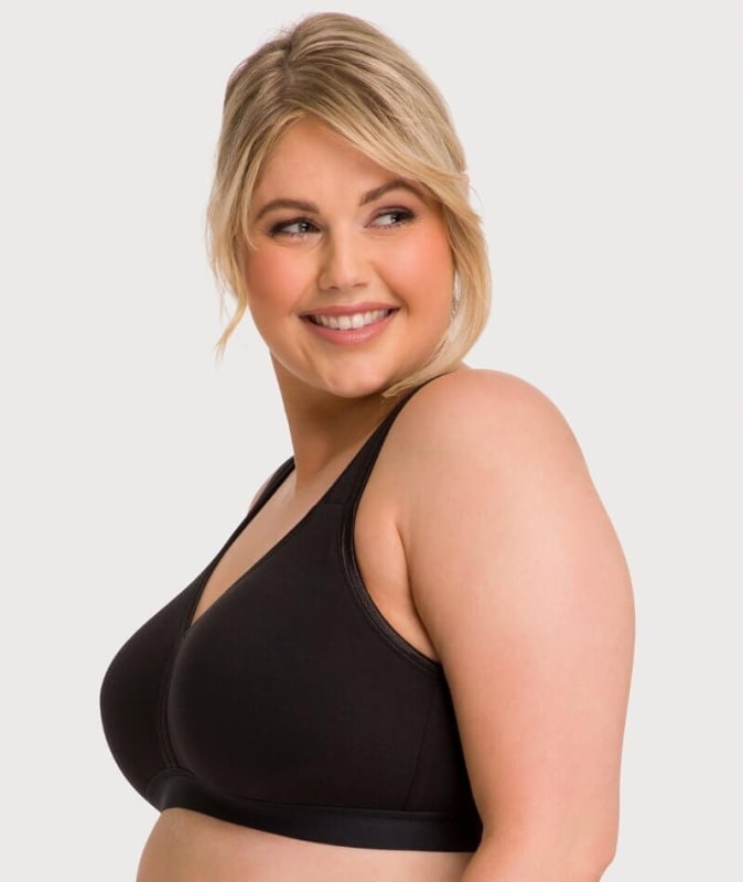 Ava & Audrey Faye Cotton Wire-free Support Bra 3 Pack - Black Bras