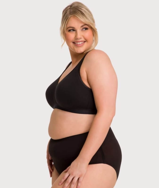 Ava & Audrey Faye Cotton Wire-free Support Bra 3 Pack - Black Bras