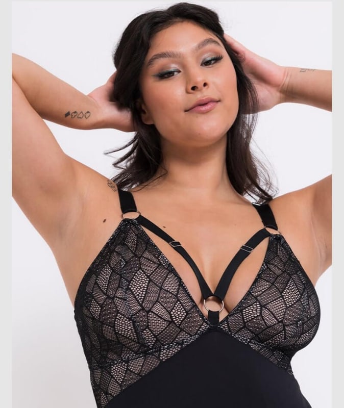 Curvy Kate Non-Stop Stretch Body - Black/Pink Bodysuits & Basques 