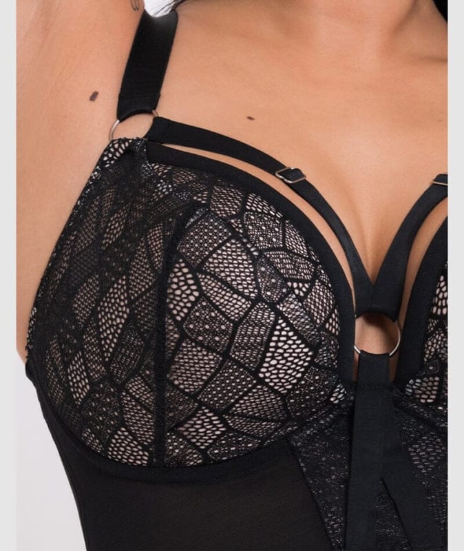 Curvy Kate Non-Stop Superplunge Longline Bra - Black/Pink Bras 