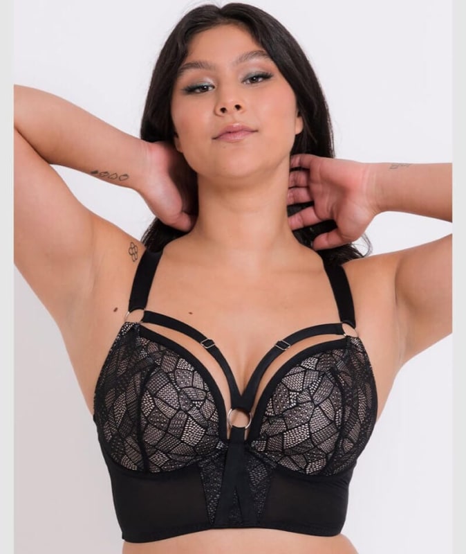 Curvy Kate Non-Stop Superplunge Longline Bra - Black/Pink Bras 