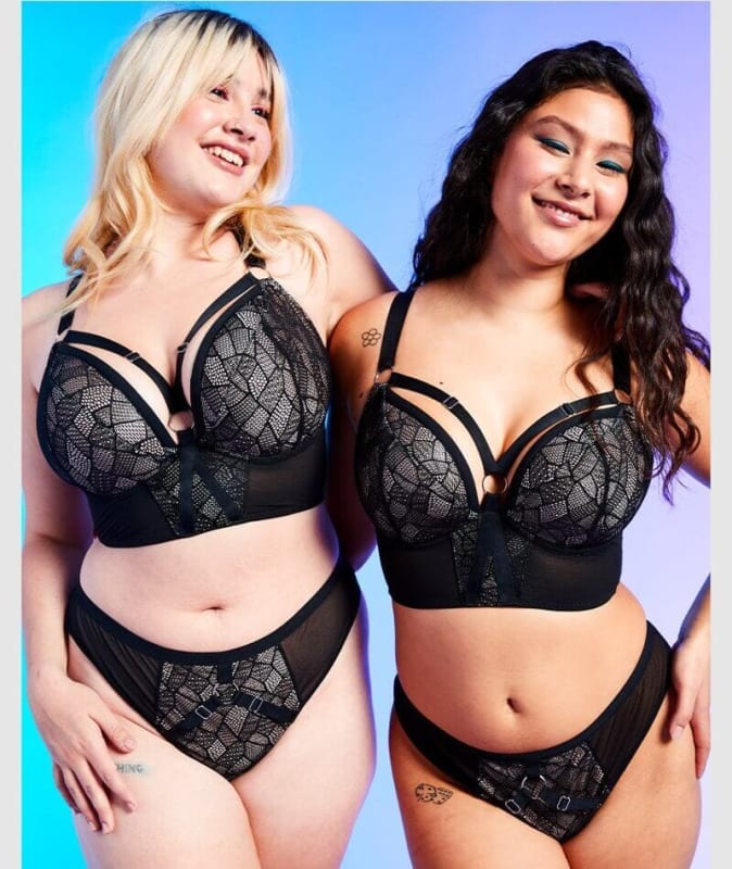 Curvy Kate Non-Stop Superplunge Longline Bra - Black/Pink Bras 