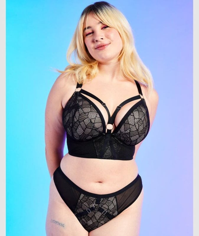 Curvy Kate Non-Stop Superplunge Longline Bra - Black/Pink Bras 