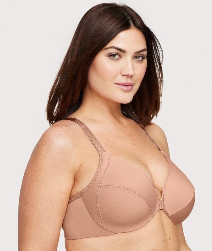 Glamorise Front-Closure Smoothing WonderWire Bra - Cappuccino Bras