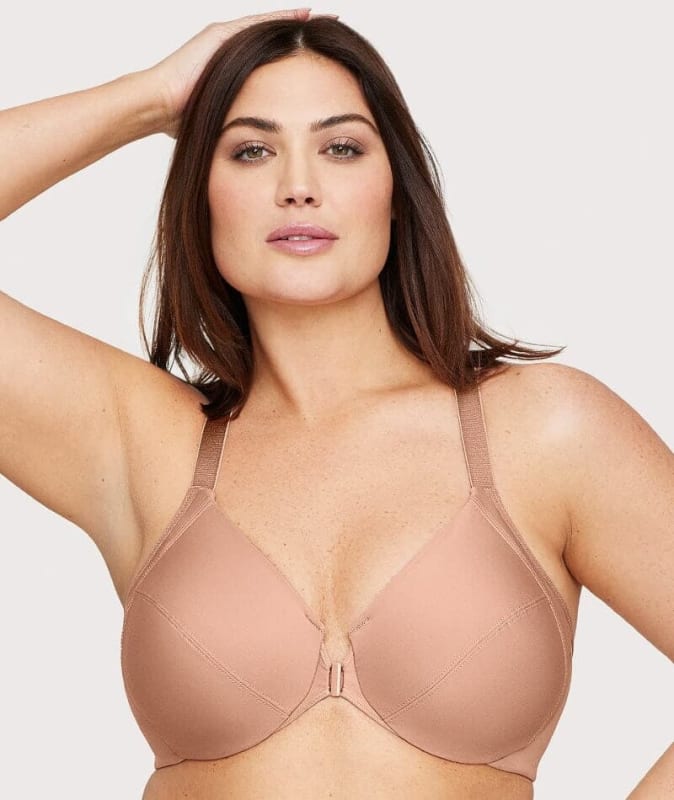 Glamorise Front-Closure Smoothing WonderWire Bra - Cappuccino Bras