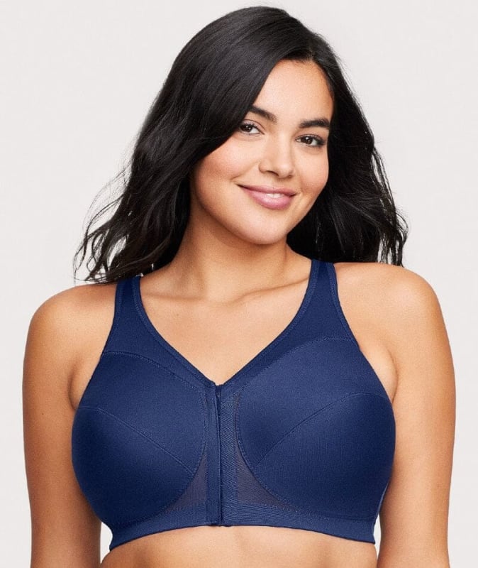 Glamorise MagicLift Front-Closure Posture Back Wire-free Bra - Blue Bras