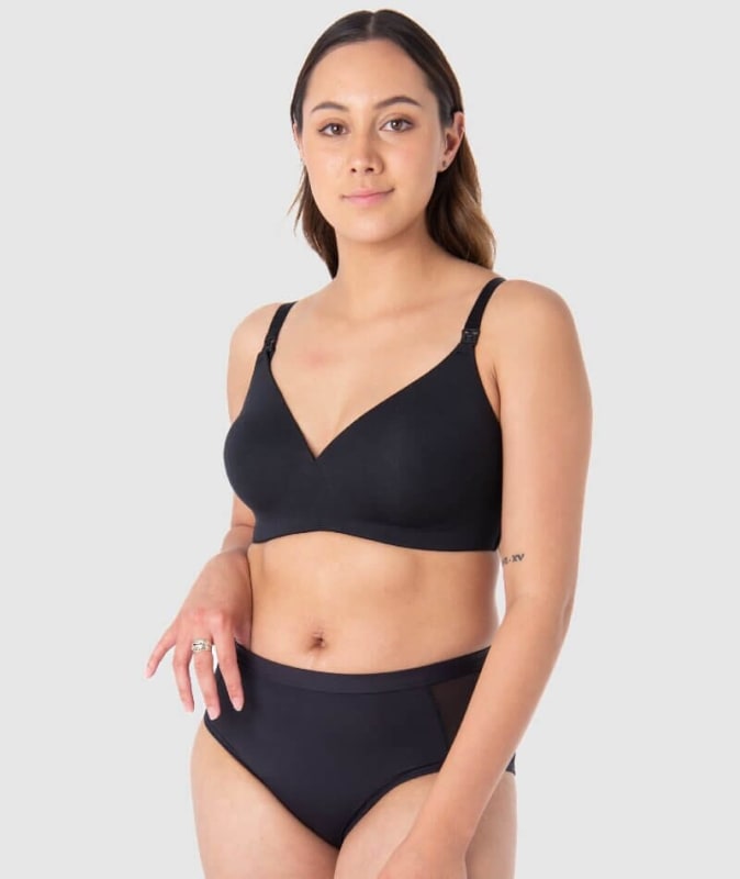 Hotmilk Embrace Leakproof T-Shirt Wirefree Bra - Black Bras