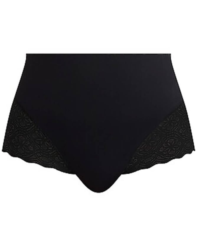 Nancy Ganz Bamboo & Lace Waisted Brief - Black Shapewear