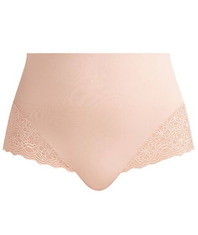 Nancy Ganz Bamboo & Lace Waisted Brief - Mahogany Shapewear