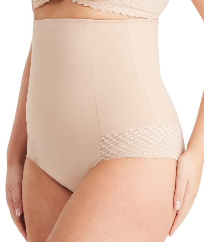 Nancy Ganz Revive Lace High Waisted Brief - Warm Taupe Shapewear
