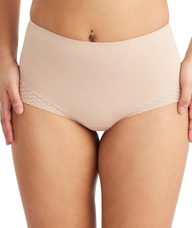 Nancy Ganz Revive Lace Waisted Brief - Warm Taupe Shapewear
