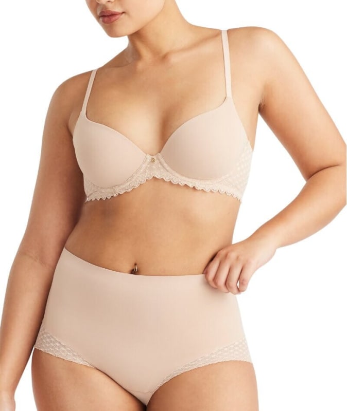 Nancy Ganz Revive Lace Waisted Brief - Warm Taupe Shapewear