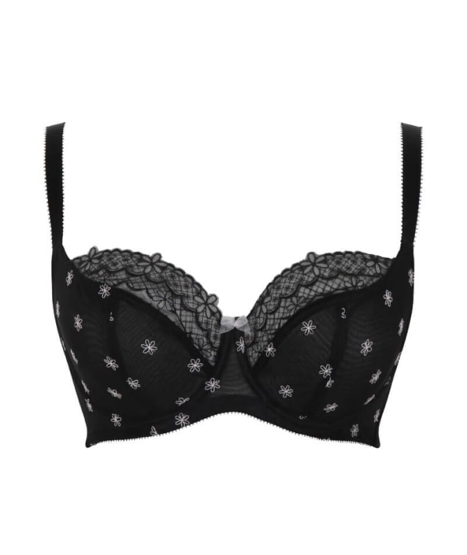Panache Blossom Balconnet Bra - Black Bras