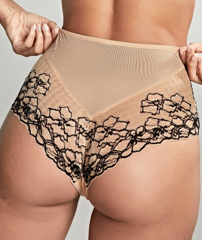 Panache Envy Deep Brief - Sand/Black Knickers