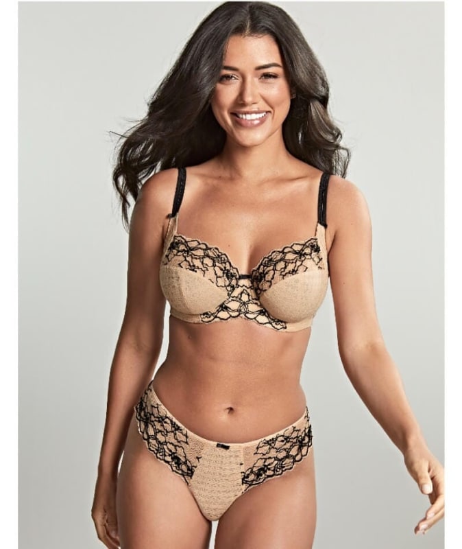 Panache Envy Thong - Sand/Black Knickers