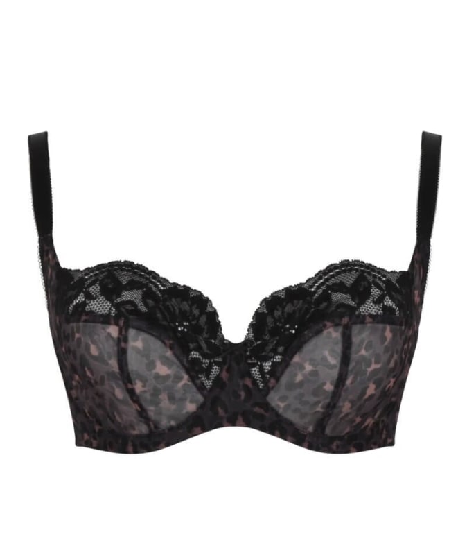 Panache Nina Underwired Balconette Bra - Black Leopard Bras