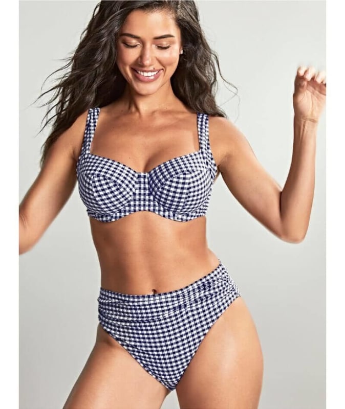 Panache Swimwear Gingham Midi Pant - Navy Gingham Swim 